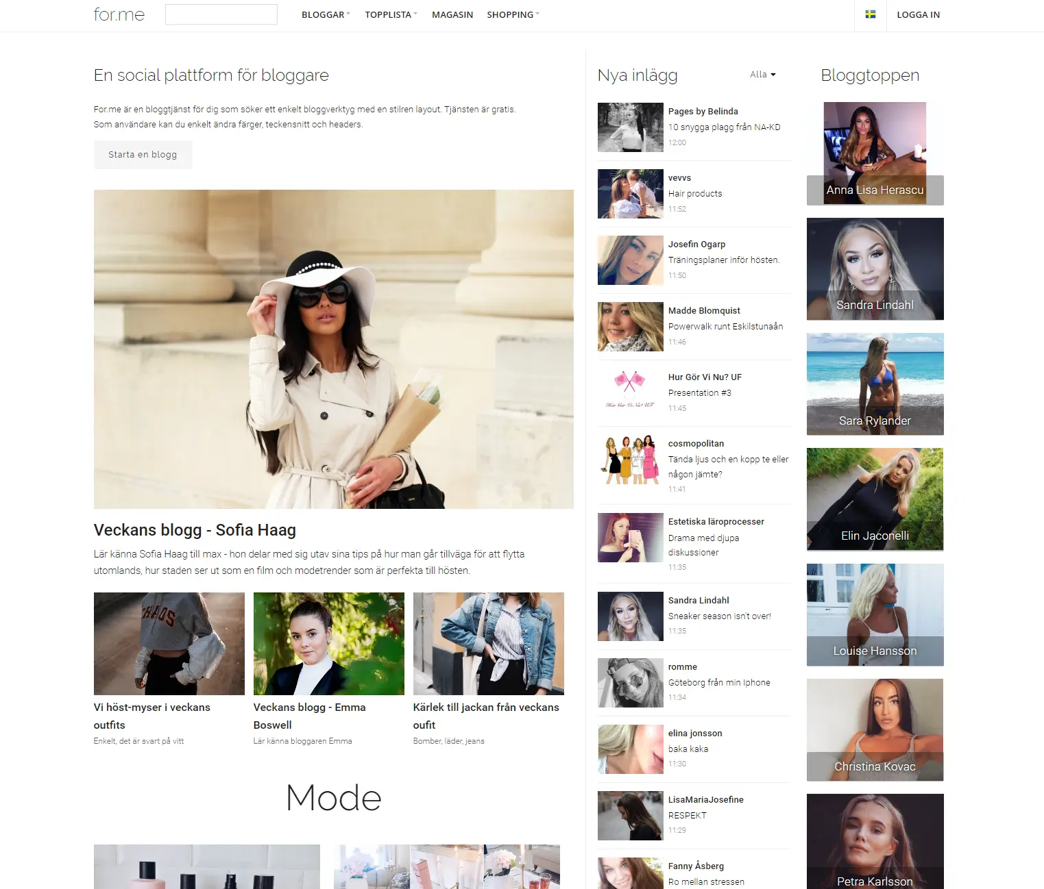 Blog portal and magazine content with a mix of bloggers and fashion